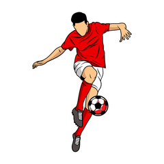 Football, soccer players illustration vector isolated. Soccer players illustration collection. Football players kick and dribble.
