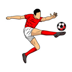 Football, soccer players illustration vector isolated. Soccer players illustration collection. Football players kick and dribble.
