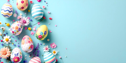 Bright and joyful springtime eggs displayed on a gentle vintage-style vector background