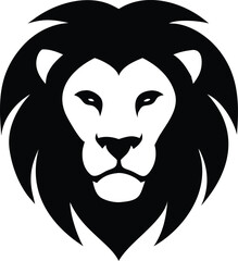 Striking Black Lion Head with Transparent Background Bold, Minimalist Design