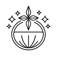 A green vector Christmas tree icon, a natural floral symbol with festive ball elements