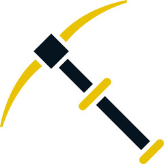 Pickaxe, Black and Yellow Design Pickaxe, Pickaxe Line Icon