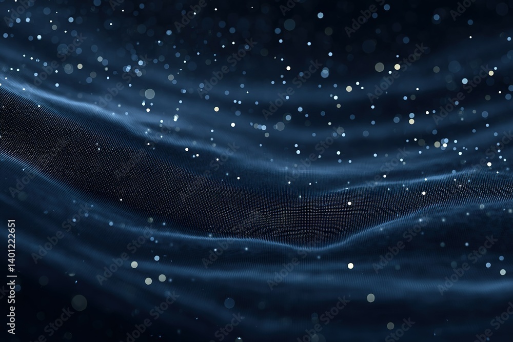 Poster soft waves of light shimmer against a dark background, creating a tranquil and ethereal atmosphere i