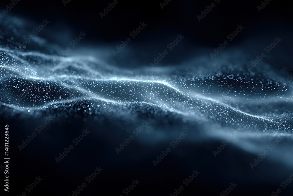 Poster ethereal waves of light highlight the beauty of dark space in a captivating display of illumination 