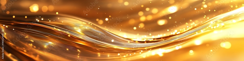 Aufkleber golden waves of light: an abstract composition of swirling golden waves, highlighted with ethereal l