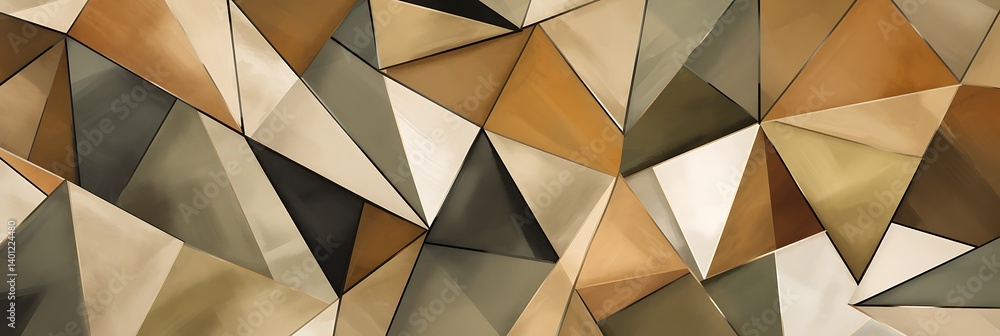 Aufkleber geometric fusion: a stunning abstract composition of interconnected triangular shapes in a warm, ear