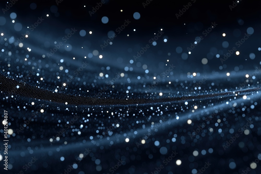 Aufkleber a captivating display of blue and white particles creating a mesmerizing wave effect in a dark setti