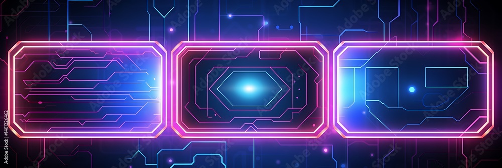 Poster digital circuitry panel: a stunning digital abstract display of circuit board designs with a neon gl