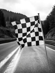 Black and White Checkered Flag Roadside