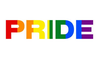 Pride month rainbow flag symbol. Pride month event celebration isolated on white background.