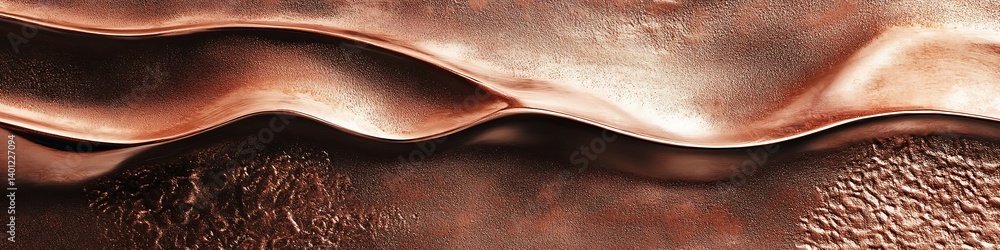 Poster copper wave: this captivating image captures the fluid beauty of copper in an abstract form, resembl