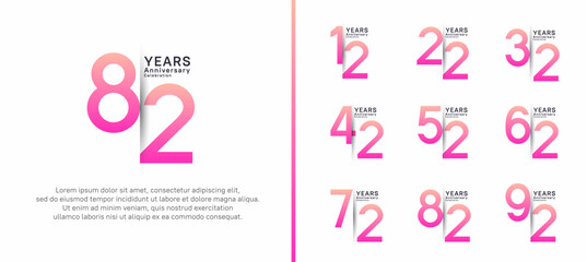 set of anniversary logo style. vector design pink color for celebration