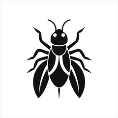 Minimalist Insect Stencil Black and White Silhouette Vector Art