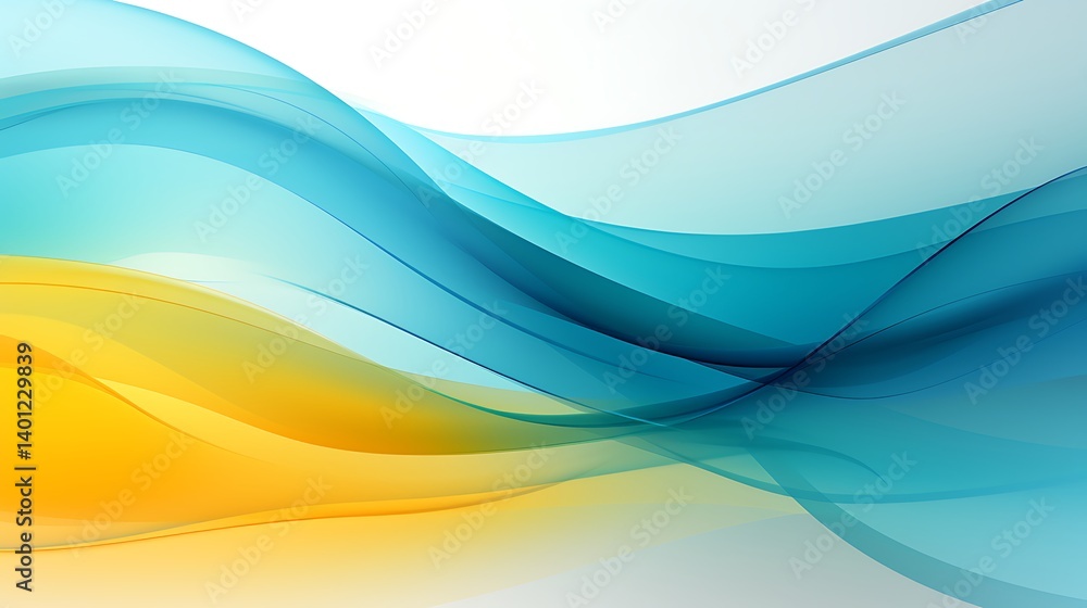 Aufkleber abstract waves of color: an artistic display of flowing, colorful waves in shades of blue and yellow
