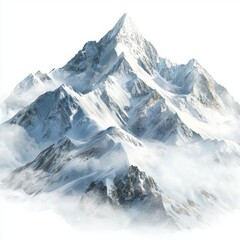 Obraz premium Majestic Snow-Capped Mountain Peak Surrounded by Misty Clouds and Breathtaking Natural Landscape in Serene Atmosphere