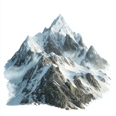 Obraz premium Majestic Snow-Capped Mountain Peak Surrounded by Lush Green Valleys and Soft Clouds Under a Clear Blue Sky
