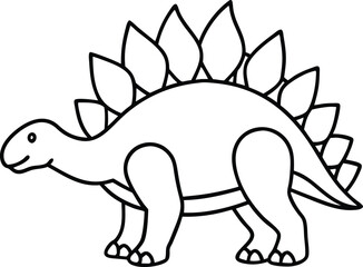 Simple Black Outline Drawing of a Stegosaurus Stegosaurus Dinosaur