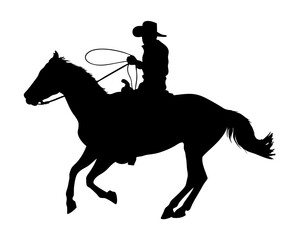 cowboy riding a running horse silhouette western galloping freedom  adventure 