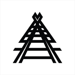  Railroad Stop Symbol Minimalist Silhouette Vector