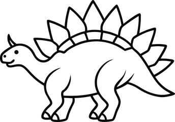 Simple Black Outline Drawing of a Stegosaurus Stegosaurus Dinosaur