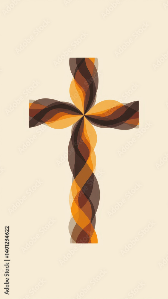 Poster cross with abstract design on a gradient background.