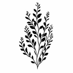 Fototapeta premium Black and White Botanical Leaf Illustration: A Minimalist Decorative Element for Rustic Home Decor