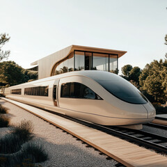 Naklejka premium train on railway station