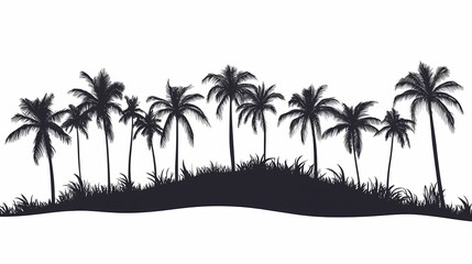 Silhouette of Tropical Palm Trees at Sunset: Nature's Exotic Coastal Paradise