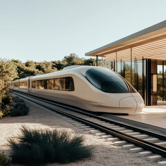 Naklejka premium train on the railway station