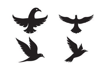 Flying Bird Silhouette Vector Set Black Bird Icon Collection for Design