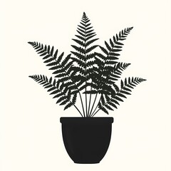Modern Home Decor: Black Silhouette Fern - Nature Inspired Art for Interior Design