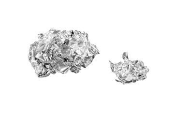 crumpled aluminum foil ball isolated on white or transparent png