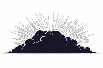 Dramatic Black and White Sky with Clouds and Sunlight Rays: Stunning Vector Graphic Illustration