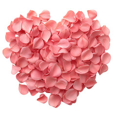 Fototapeta premium mother day concept. Heart-shaped arrangement of pink rose petals on a black background. isolated on white background