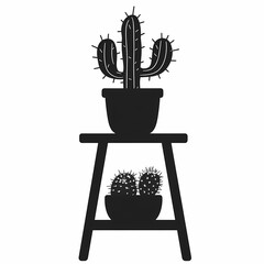 Modern Cactus Arrangement in Minimalist Interior Design: Eco-Friendly Home Decor with Potted Plants
