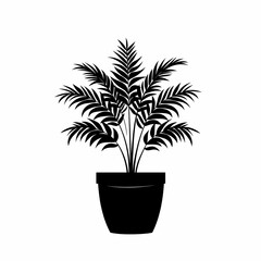 Modern Black Silhouette Houseplant for Eco-Friendly Interior Design and Home Decor