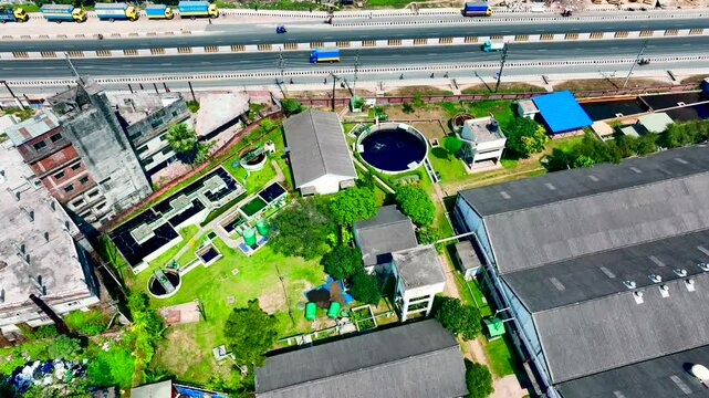 Top Down View of Industrial ETP Facility Showcasing Clean Technology, Wastewater Recycling, and Environmental Protection,Asia&rsquo;s Advanced ETP Facility