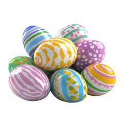 Obraz premium easter festival concept Colorful decorative eggs stacked together on a black background. isolated on white background