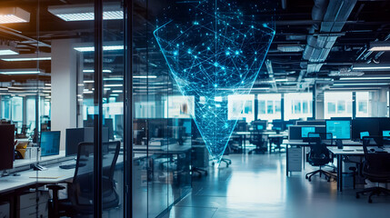 Modern Office Interior With Futuristic Digital Design