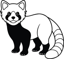 Cute Cartoon Outline Illustration of a Red Panda for Coloring Pages