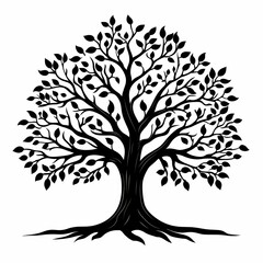 Fototapeta premium Vector Art Black Tree. Stunning Nature Illustration with Foliage, Branches & Organic Design