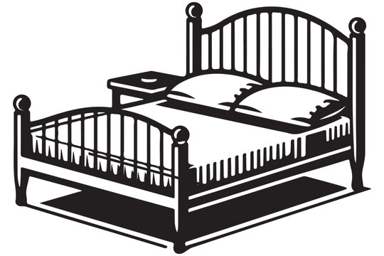 recommend clip art: Classic Bed Frame Illustration Traditional Bedroom Furniture for Interior Design