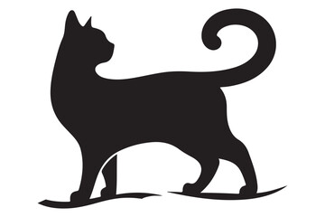 Elegant Black Cat Silhouette Vector Image for Crafting Projects
