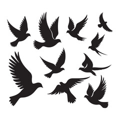 Flying Birds Silhouette Vector Collection Symbolizing Peace and Freedom