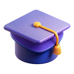 3D graduation cap icon with glossy design and vibrant colors for academic achievements and online...
