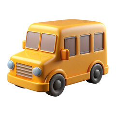 3D school bus icon with glossy design and vibrant colors for transportation and educational...