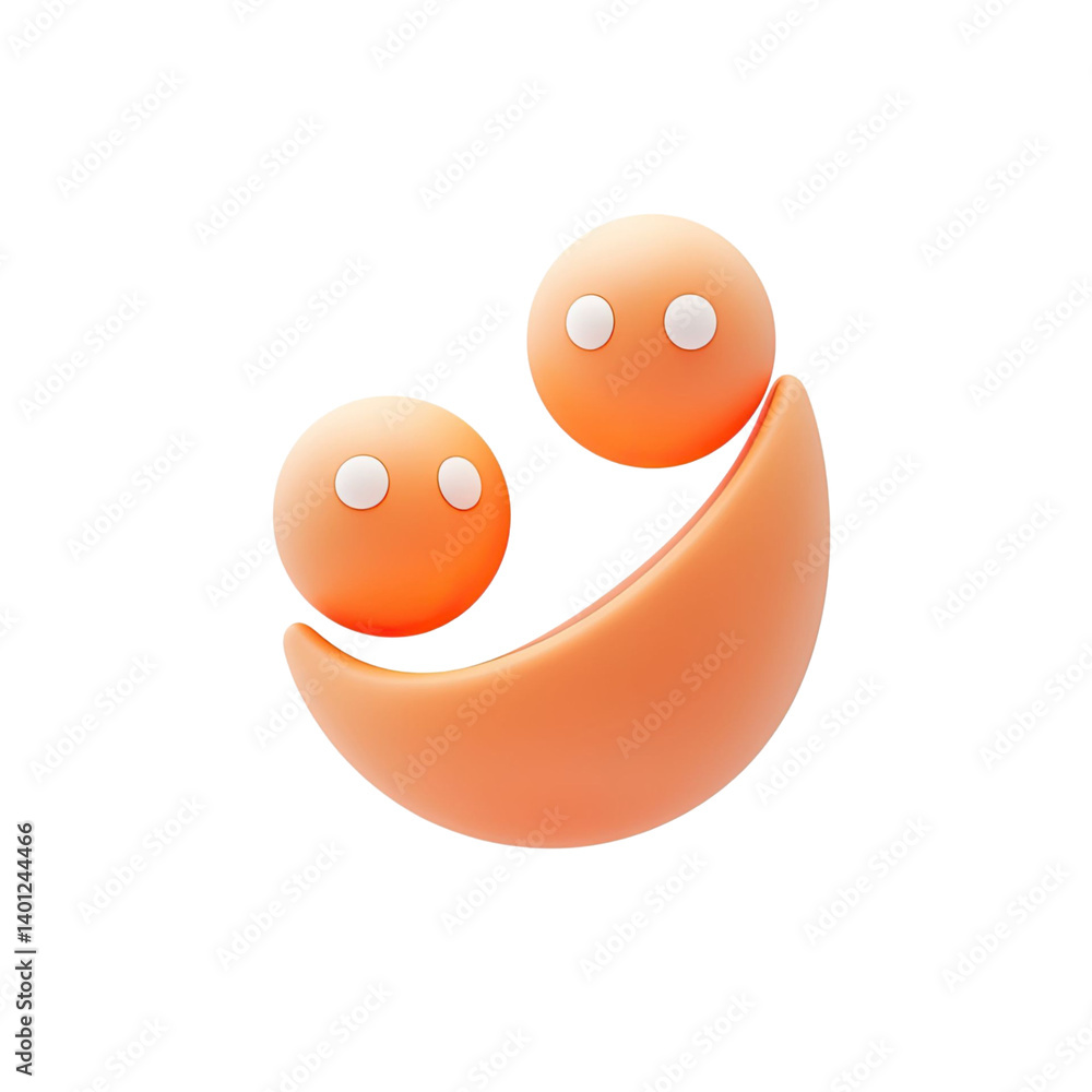 Aufkleber abstract illustration of two spherical figures nestled within a crescent shape rendered in a warm or