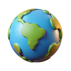 3D globe icon with glossy design and vibrant colors for geography learning and global education apps