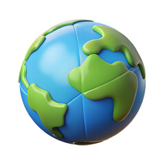 3D globe icon with glossy design and vibrant colors for geography learning and global education apps