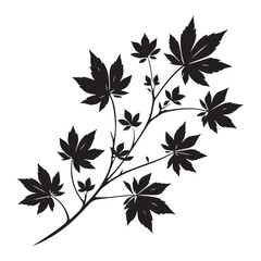 Japanese Maple Branch Silhouette A Decorative Botanical Leaf Illustration